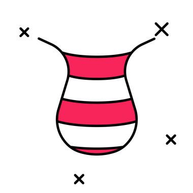 Doldurulmuş ana hatlı balıkçılık ağı simgesi beyaz arkaplanda izole edildi. Balık oltası. Vektör