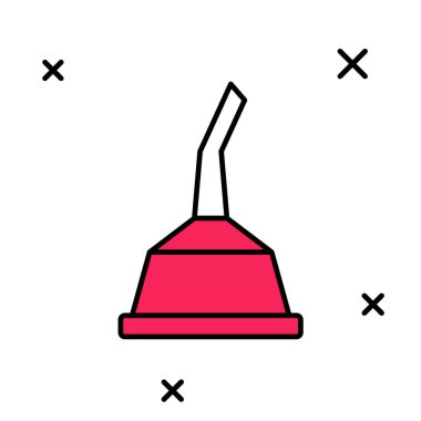 Beyaz arka planda izole edilmiş motor makine yağı ikonu için ana hatlı teneke kutu. Benzin bidonu. Yağ değiştirme ve onarım servisi. Vektör