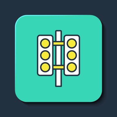 Filled outline Racing traffic light icon isolated on blue background. Turquoise square button. Vector