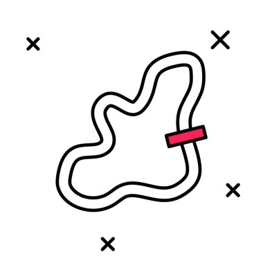 Doldurulmuş ana hat yarış pisti simgesi beyaz arkaplanda izole edildi. Vektör