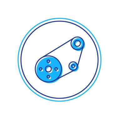 Doldurulmuş ana hatlı zamanlama kemer kiti simgesi beyaz arkaplanda izole edildi. Vektör