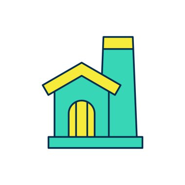 Ana hatları doldurulmuş Smithy atölye içi ikonu beyaz arka planda izole edilmiş. Vektör