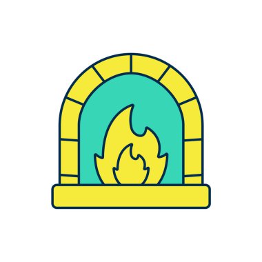 Beyaz zemin üzerinde izole edilmiş ana hatlı Blacksmith fırın ikonu. Vektör