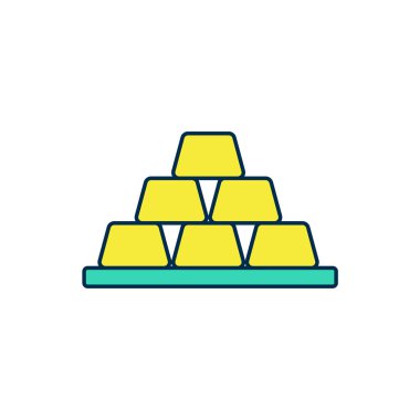 Filled outline Gold bars icon isolated on white background. Banking business concept. Vector