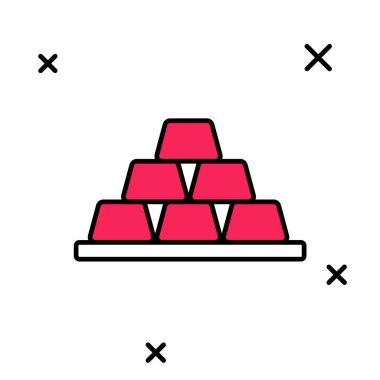 Filled outline Gold bars icon isolated on white background. Banking business concept. Vector