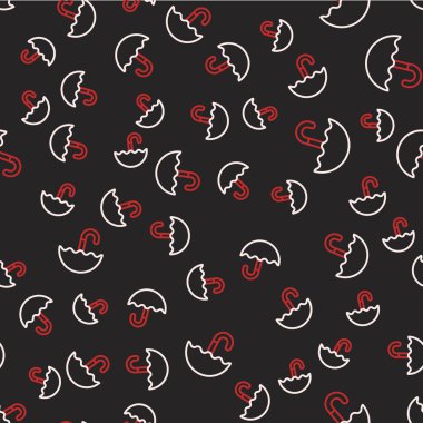 Klasik klasik açılır şemsiye simgesi siyah arkaplanda izole edilmiş kusursuz desen. Yağmur koruma sembolü. Vektör