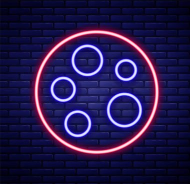 Parlayan neon hattı Ay simgesi tuğla duvar arka planında izole edildi. Renkli taslak konsepti. Vektör