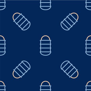 Line Fishing net icon isolated seamless pattern on blue background. Fishing tackle. Vector