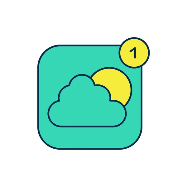 Gefüllte Umrisse Wettervorhersage App Symbol isoliert auf weißem Hintergrund. Vektor — Stockvektor