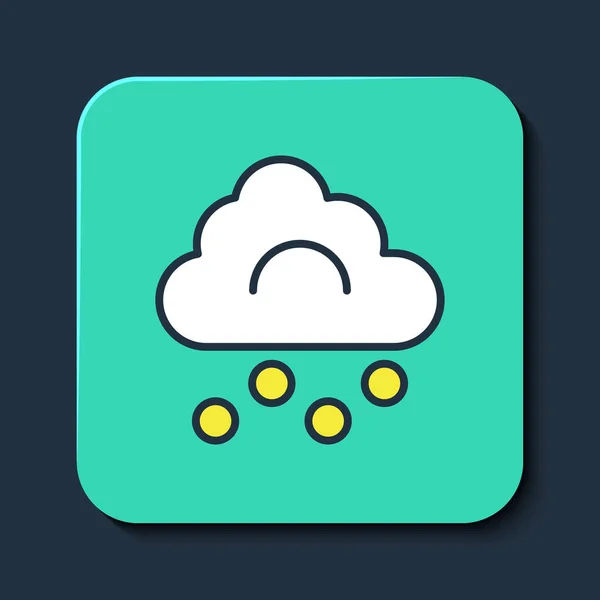 Filled outline Hail cloud icon isolated on blue background. Turquoise square button. Vector — Stock Vector
