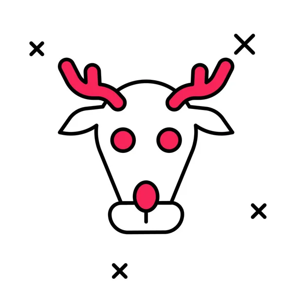 Filled outline Reindeer icon isolated on white background. Merry Christmas and Happy New Year. Vector — Stock Vector