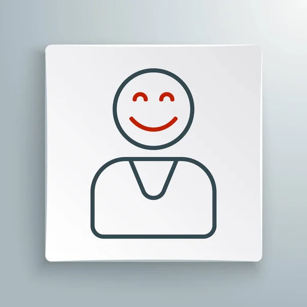 Line Happy customer icon isolated on white background. Colorful outline concept. Vector — ストックベクタ