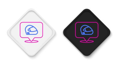 Çizgi Yarış miğferi simgesi beyaz arkaplanda izole edildi. Olağanüstü bir spor. Spor malzemeleri. Renkli taslak konsepti. Vektör