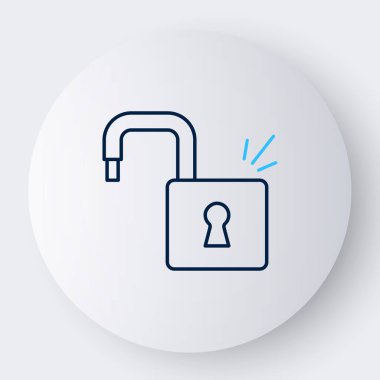 Hat Açık asma kilit simgesi beyaz arkaplanda izole edildi. Kilit açık işareti. Siber güvenlik kavramı. Dijital veri koruması. Renkli taslak konsepti. Vektör