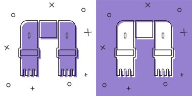 Set Winter scarf icon isolated on white and purple background. Vector
