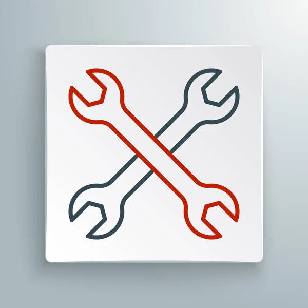 Linienschlüssel-Symbol isoliert auf weißem Hintergrund. Schlüsselreparaturwerkzeug. Service-Tool-Symbol. Buntes Rahmenkonzept. Vektor — Stockvektor