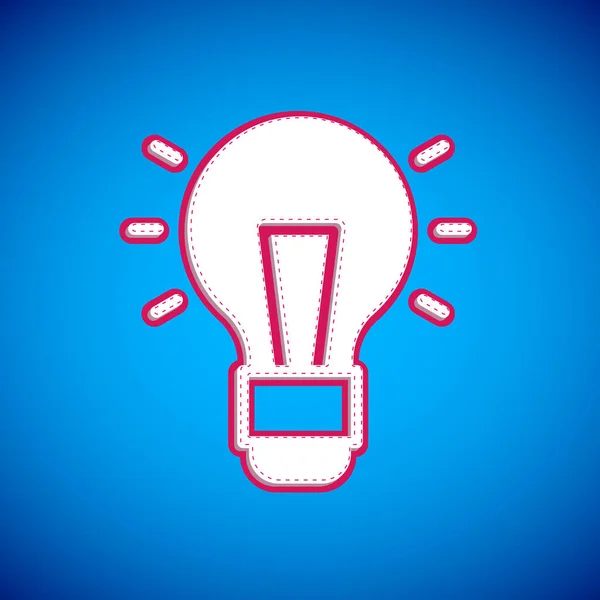 White Light bulb with concept of idea icon isolated on blue background. Energy and idea symbol. Inspiration concept. Vector — Stock vektor
