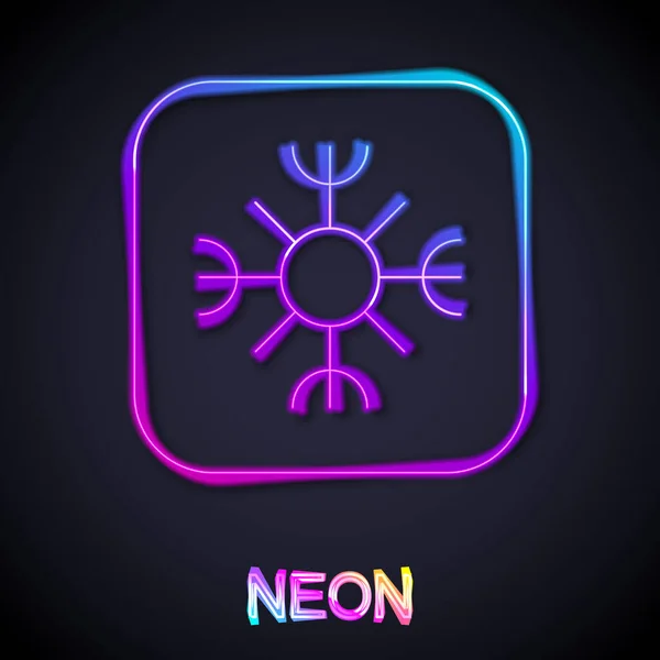Świecąca neonowa ikona płatka śniegu odizolowana na czarnym tle. Wektor — Wektor stockowy