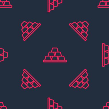 Kırmızı çizgi altın çubuk simgesi siyah arkaplanda izole edilmiş. Bankacılık işi konsepti. Vektör