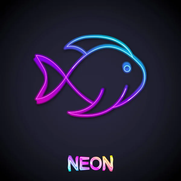 Glowing neon line Fish icon isolated on black background. Vector — Stock Vector