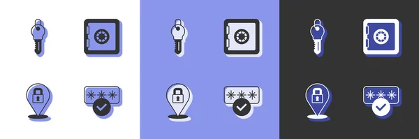 Set Password protection, Key, Lock and Safe icon. Vector —  Vetores de Stock