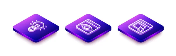 Set Isometric line Light bulb, Personal information collection and Advertising icon. Vector — 图库矢量图片