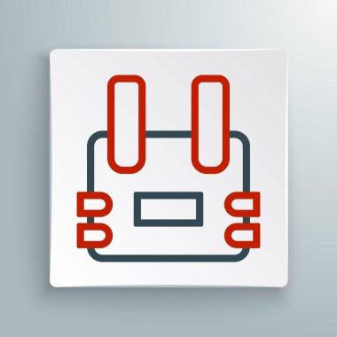 Beyaz arka planda izole edilmiş kurşun ikonundan korunmak için kurşun geçirmez yelek. Vücut zırhı işareti. Askeri kıyafetler. Renkli taslak konsepti. Vektör