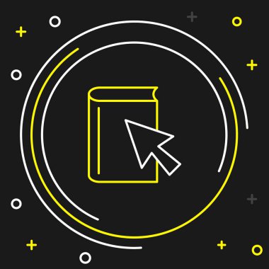 Line Online book icon isolated on black background. Internet education concept, e-learning resources, distant online courses. Colorful outline concept. Vector