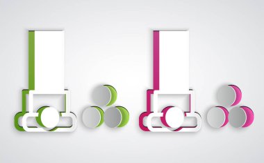 Kağıt kesiği, gri arkaplanda izole edilmiş kartuş simgesi. Av tüfeği av tüfeği fişeği. Tüfek mermisi ikonu. Kağıt sanatı tarzı. Vektör