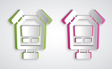 Kağıt kesiği Kronometre simgesi gri arkaplanda izole edildi. Zaman göstergesi. Kronometre işareti. Kağıt sanatı tarzı. Vektör