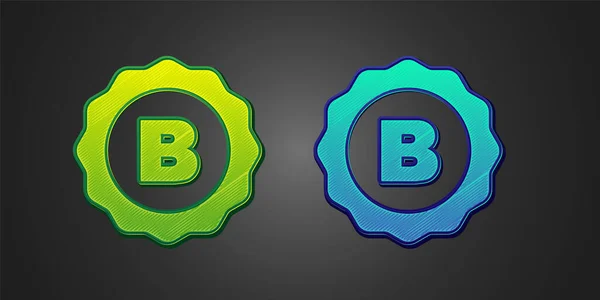 Green and blue Bottle cap with inscription beer icon isolated on black background. Vector — Wektor stockowy