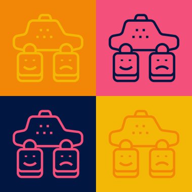 Pop Art Line Taksi hizmet derecelendirme simgesi renk arkaplanında izole edildi. Vektör