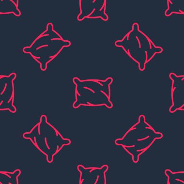 Kırmızı çizgi dikdörtgen yastık simgesi siyah arkaplanda izole edilmiş. Yastık tabelası. Ortopedik yastık. Vektör