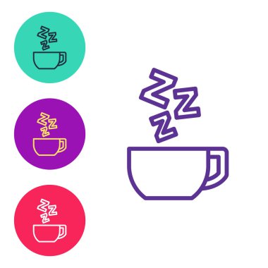 Beyaz arka planda izole edilmiş Papatya çayı ikonu. Papatya çiçeğinden faydalı bir tedavi içeceği. Simgeleri renklendirin. Vektör