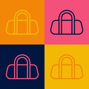 Pop Art Line spor çanta ikonu renk arkaplanında izole edildi. Vektör