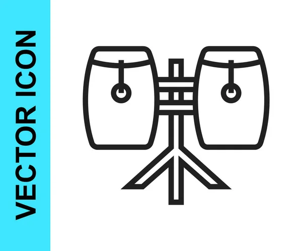 Black Line Conga Drums Symbol isoliert auf weißem Hintergrund. Musikinstrument. Vektor — Stockvektor