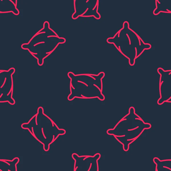 Κόκκινη γραμμή Ορθογώνιο εικονίδιο μαξιλαριού απομονωμένο μοτίβο χωρίς ραφή σε μαύρο φόντο. Σημάδι μαξιλαριού. Ορθοπεδικό μαξιλάρι. Διάνυσμα — Διανυσματικό Αρχείο