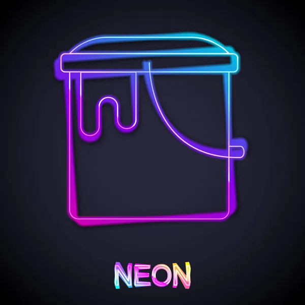 Brillante línea de neón Icono de cubo de pintura aislado sobre fondo negro. Vector — Vector de stock