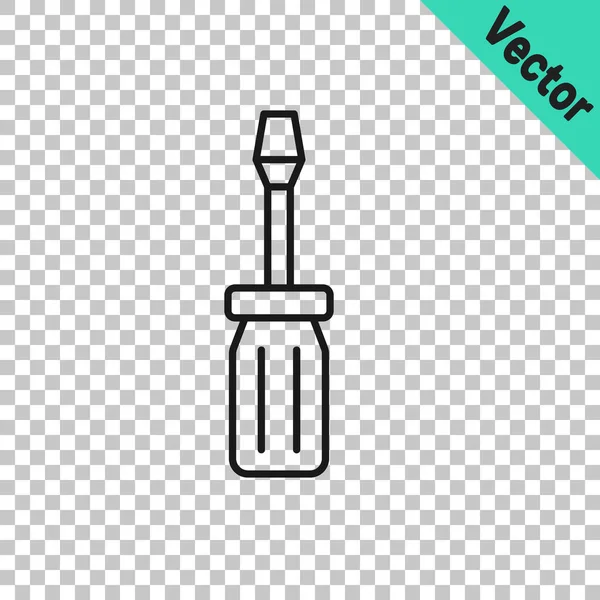 Black line Screwdriver icon isolated on transparent background. Service tool symbol. Vector — Stock Vector