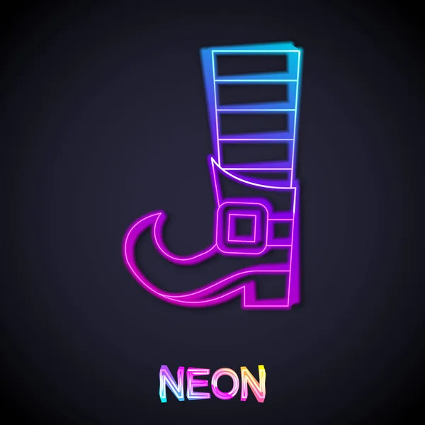 Ragyogó neon vonal kobold bakancs ikon elszigetelt fekete háttérrel. Boldog Szent Patrik napot! Nemzeti Ír ünnep. Vektor — Stock Vector