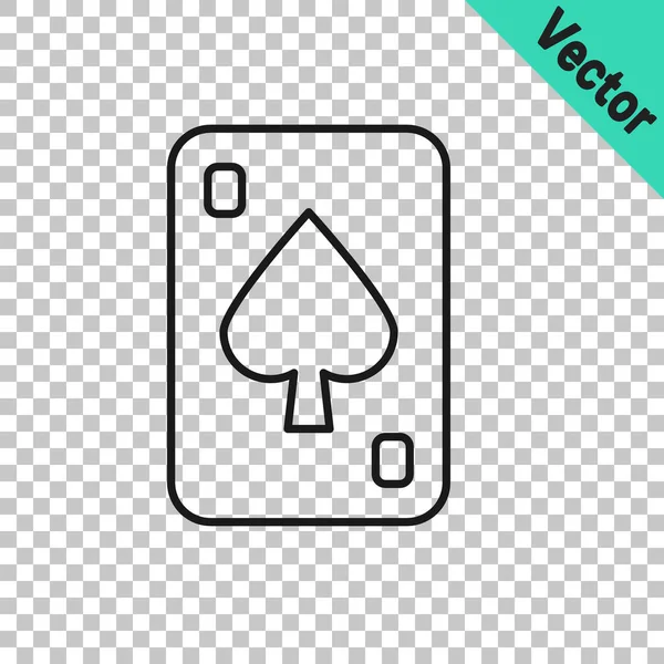Svart linje Spela kort ikon isolerad på transparent bakgrund. Kasinospel. Vektor — Stock vektor