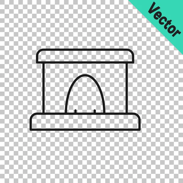 Black line Railway tunnel icon isolated on transparent background. Railroad tunnel. Vector — стоковый вектор