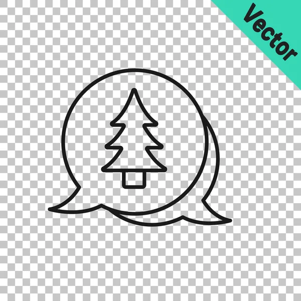 Icono Árbol de línea negra aislado sobre fondo transparente. Símbolo forestal. Vector — Vector de stock