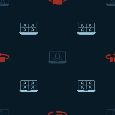 Set 360 degree view, Video chat conference and on seamless pattern. Vector