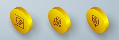 Set Isometric line Dental clinic location, Blood donation and IV bag icon. Vector