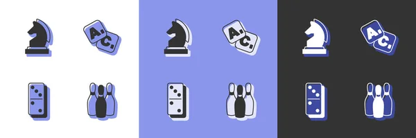 Set Bowling pin, Chess, Domino and Bingo icon. Vector — Stockvektor