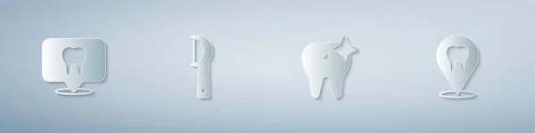 Ορισμός Οδοντιατρική κλινική θέση, νήμα, λεύκανση δοντιών και. Στυλ χάρτινης τέχνης. Διάνυσμα — Διανυσματικό Αρχείο
