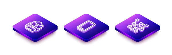 Set Isometric line Cloud database, Mobile phone and Neural network icon. Vector —  Vetores de Stock