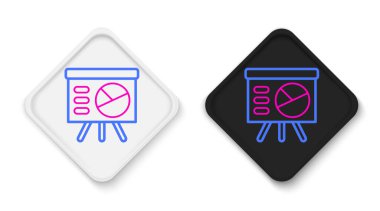 Grafik, çizelge, grafik, diyagram, bilgi grafiği, turta grafik simgesi beyaz arkaplanda izole edilmiş. Renkli taslak konsepti. Vektör