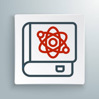 Beyaz arkaplanda izole edilmiş fizik ikonu hakkında satır kitabı. Renkli taslak konsepti. Vektör